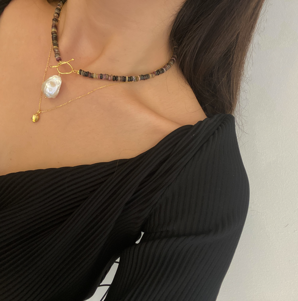 Tourmaline with Molten Coin Necklace
