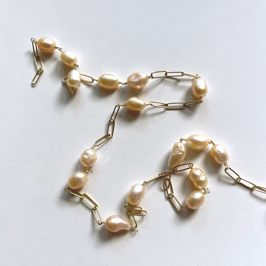 Linked Paperclip Chain with pearls