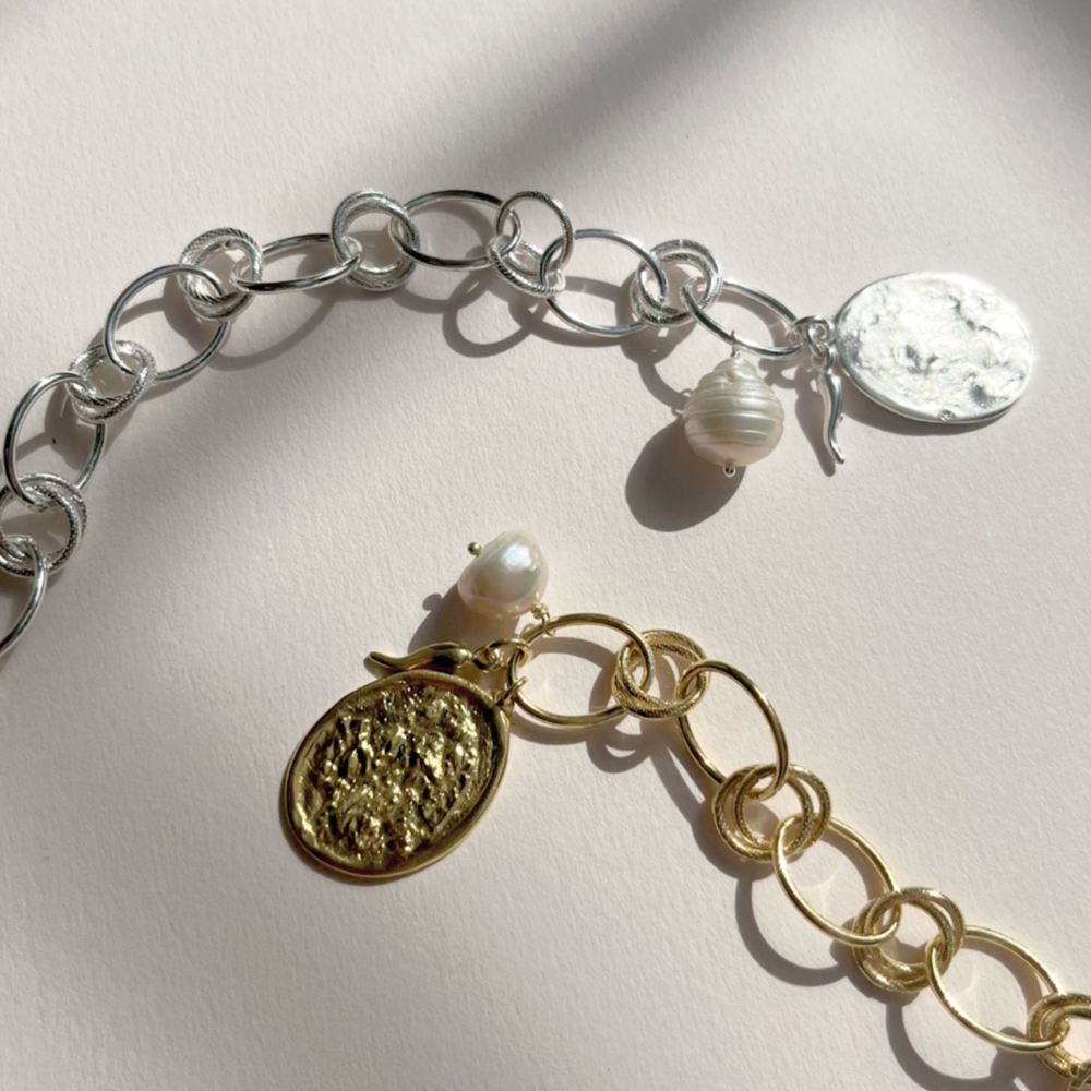 Oval Foil Coin Chain Bracelet