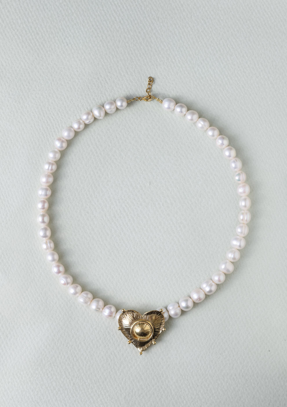 Crescent Heart on Pearls