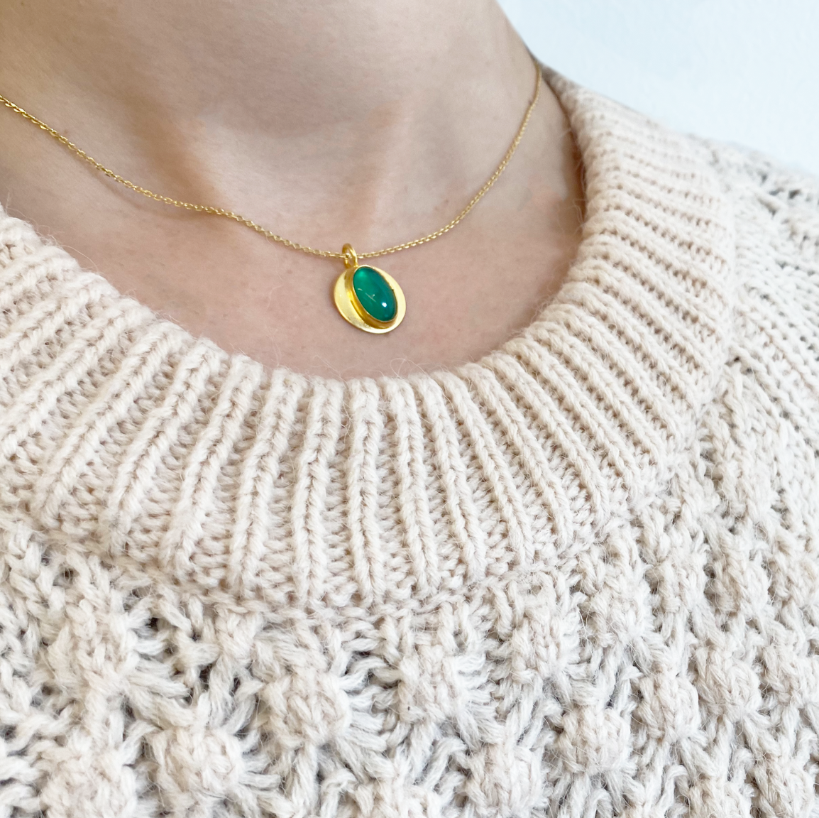Green Agate Coin Necklace