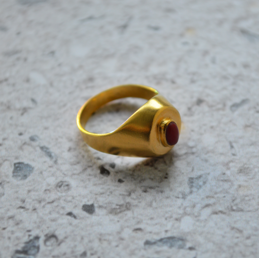 Signet with Coral Ring