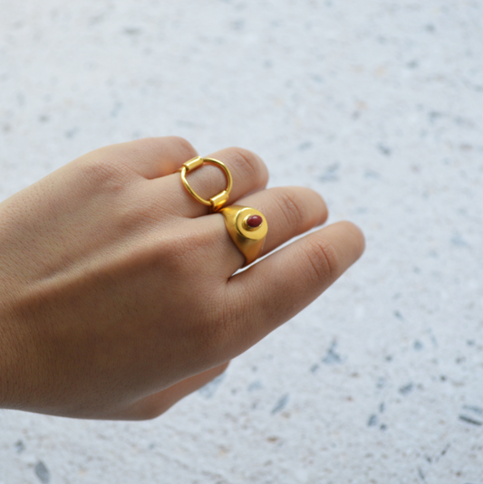 Signet with Coral Ring