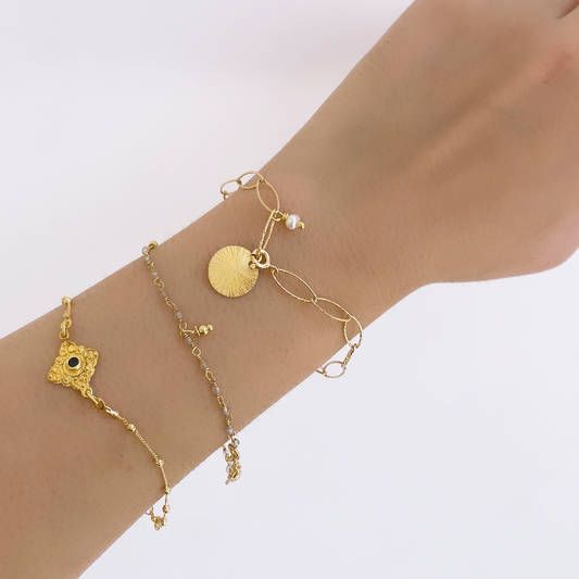 Oval Chain Bracelet with hanging coin